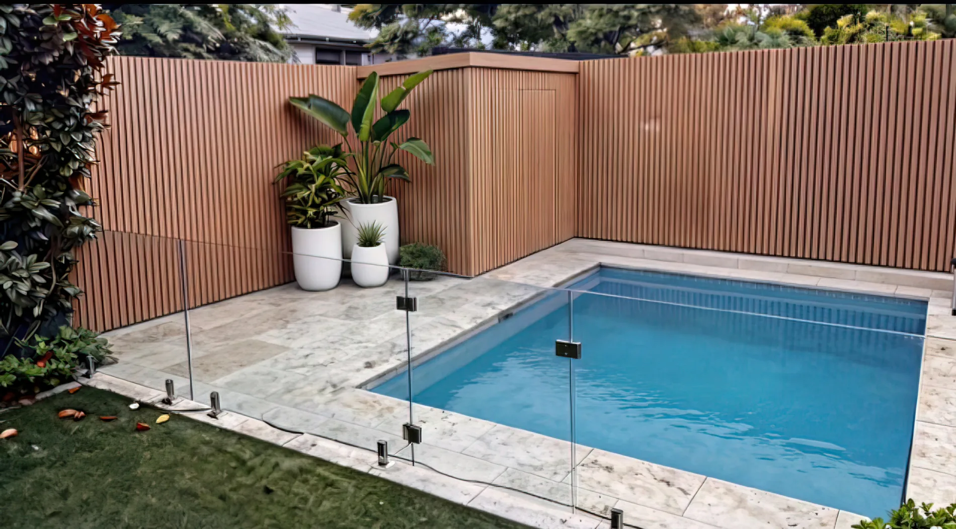 Timber slat fence beside a pool, Eastern Suburbs Sydney